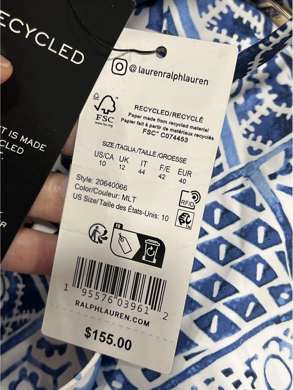 Lauren Ralph Lauren Geo-Print V-Cutout Bandeau One-Piece - Picture 5 of 6